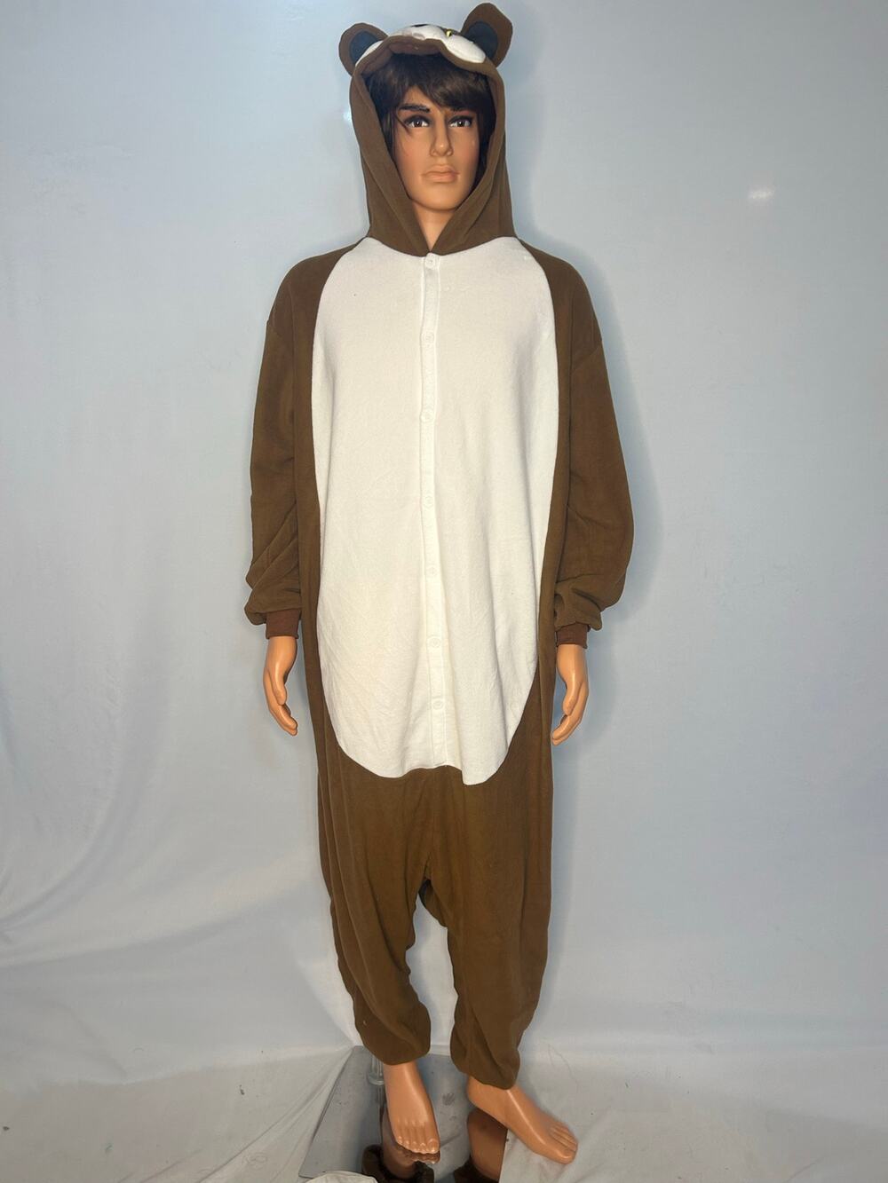 Adult XL Chipmunk Hooded Fleece Costume Kigurumi One Piece Pajamas Brown